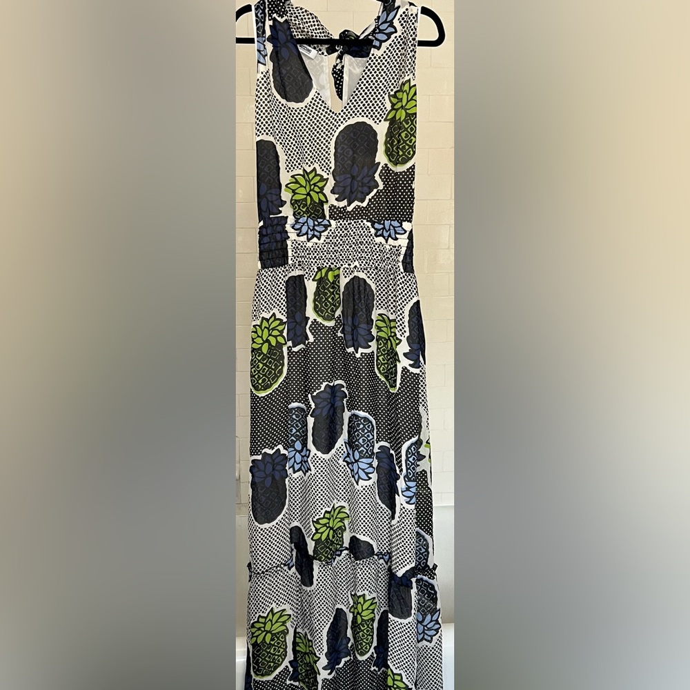 Moschino Size 6 Black and Green Maxi Dress